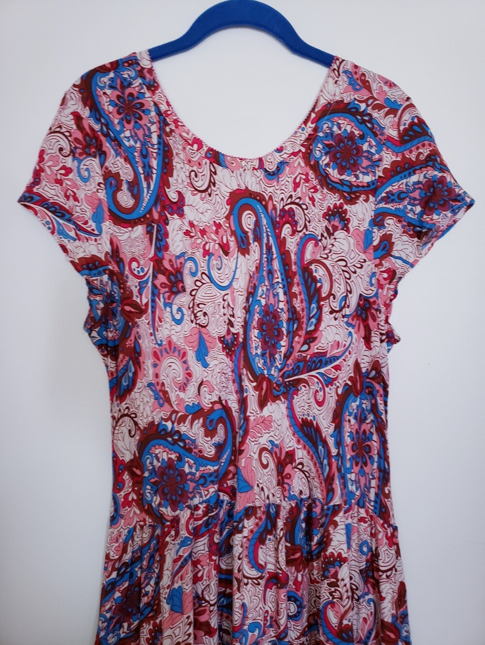 Soft Surroundings Pink Blue Paisley Print Tiered Maxi Dress - Picture 14 of 15
